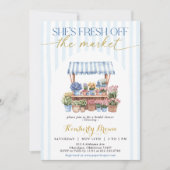 彼女は市場から出たばかりの青いブライダルシャワー 招待状 (正面)