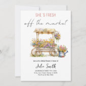 彼女は市場から出て新しいブライダルシャワーパーティー 招待状 (正面)