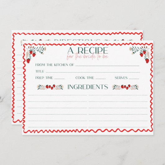 彼女は市場から出て新しいブライダルシャワーレシピ エンクロージャーカード (正面/裏面)