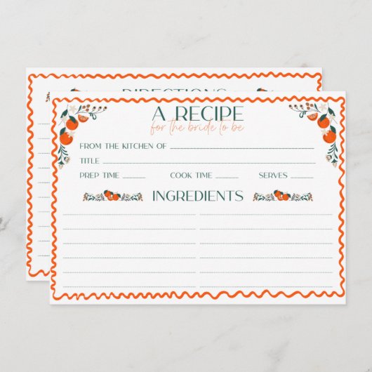 彼女は市場から出て新しいブライダルシャワーレシピ エンクロージャーカード (正面/裏面)