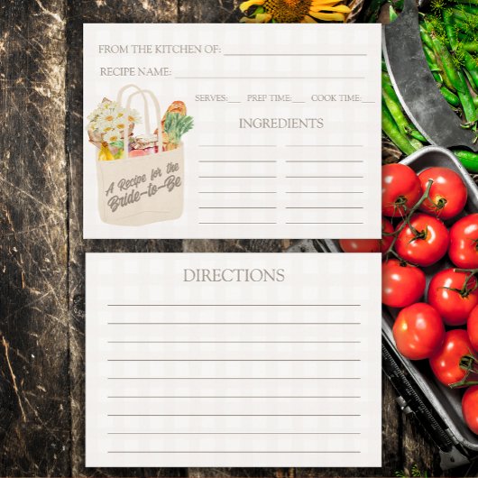 彼女は市場から出て新しいブライダルシャワーレシピ エンクロージャーカード