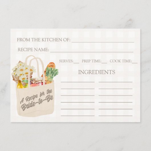 彼女は市場から出て新しいブライダルシャワーレシピ エンクロージャーカード