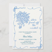 彼女は市場から出て新しいブライダルシャワー-フローラ 招待状 (正面)