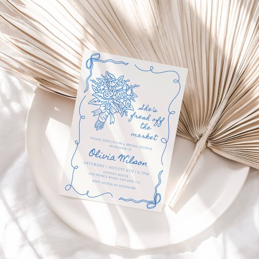 彼女は市場から出て新しいブライダルシャワー-フローラ 招待状
