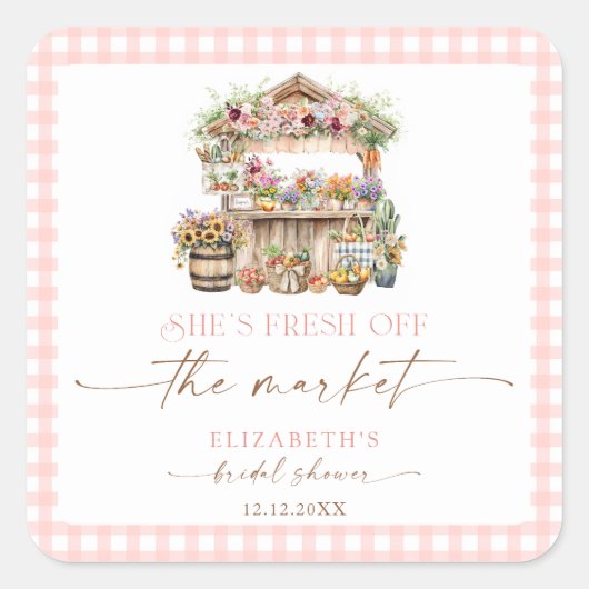 彼女は市場から出て新しい秋ブライダルシャワー スクエアシール (正面)