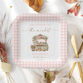 彼女は市場から出て新しい秋ブライダルシャワー ペーパープレート