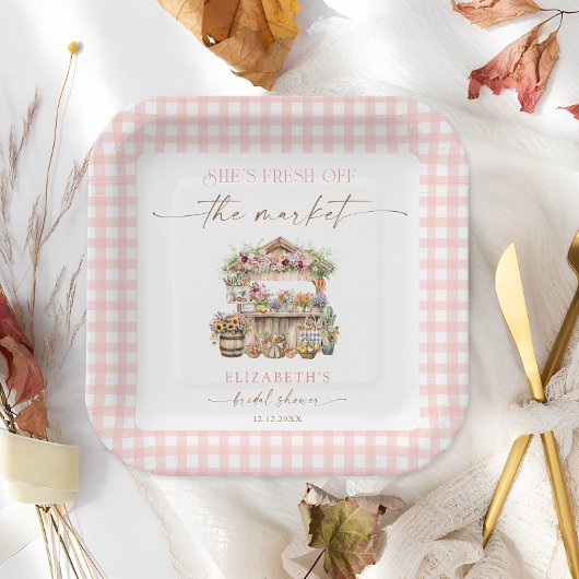 彼女は市場から出て新しい秋ブライダルシャワー ペーパープレート