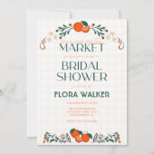 彼女は市場から出て新鮮なオレンジのブライダルシャワー 招待状 (正面)