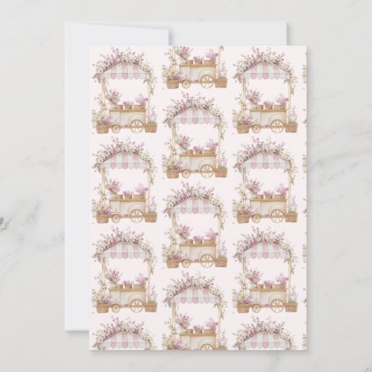 彼女は市場から外れているピンクのブライダルシャワー 招待状 (裏面)