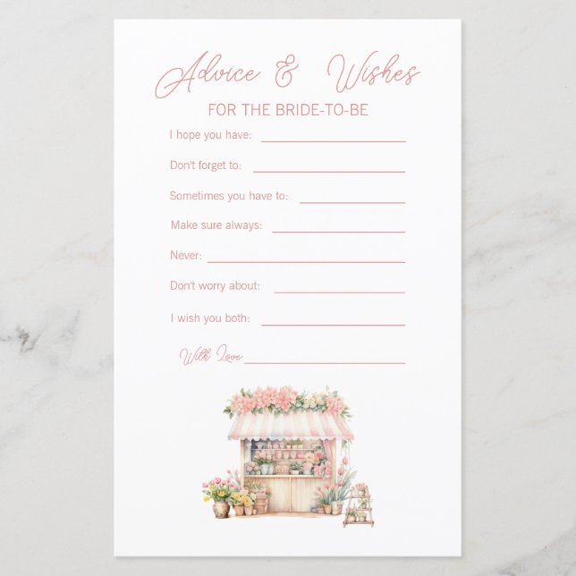 彼女は市場から外れているブライダルシャワーアドバイス&ウィッシュ (正面)