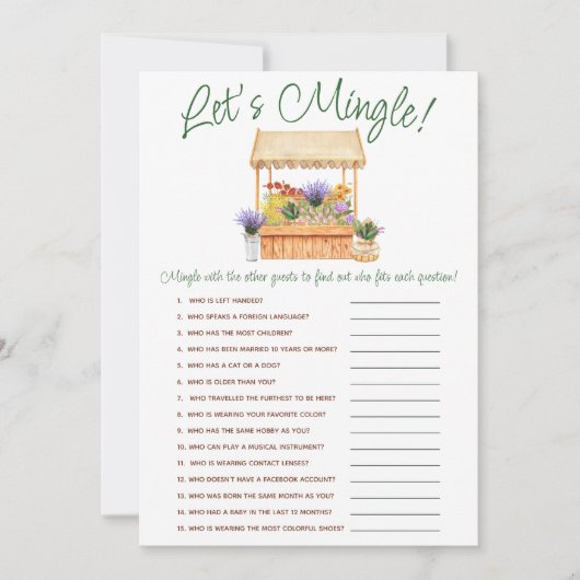 彼女は市場から外れているブライダルシャワーゲーム 招待状 (正面)