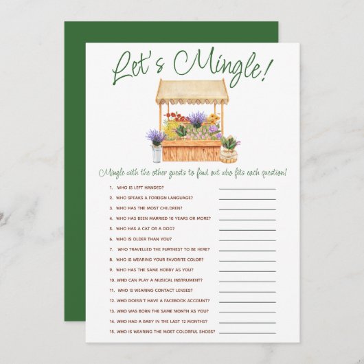 彼女は市場から外れているブライダルシャワーゲーム 招待状 (正面/裏面)