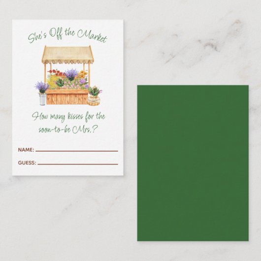 彼女は市場から外れているブライダルシャワー推測ゲーム ノートカード (正面/裏面)