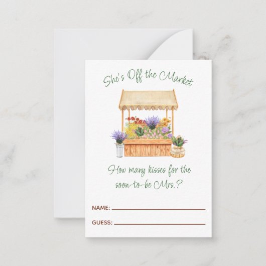 彼女は市場から外れているブライダルシャワー推測ゲーム ノートカード (正面)