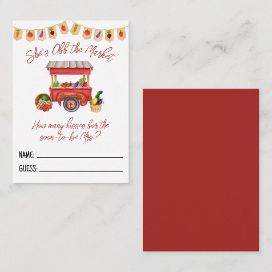 彼女は市場から外れているブライダルシャワー推測ゲーム ノートカード (正面/裏面)