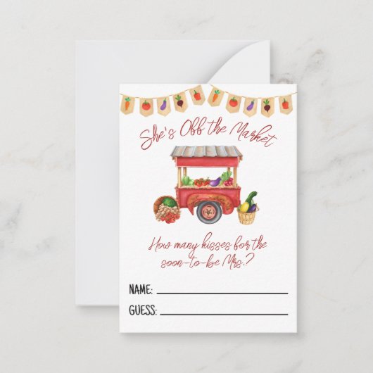 彼女は市場から外れているブライダルシャワー推測ゲーム ノートカード (正面)