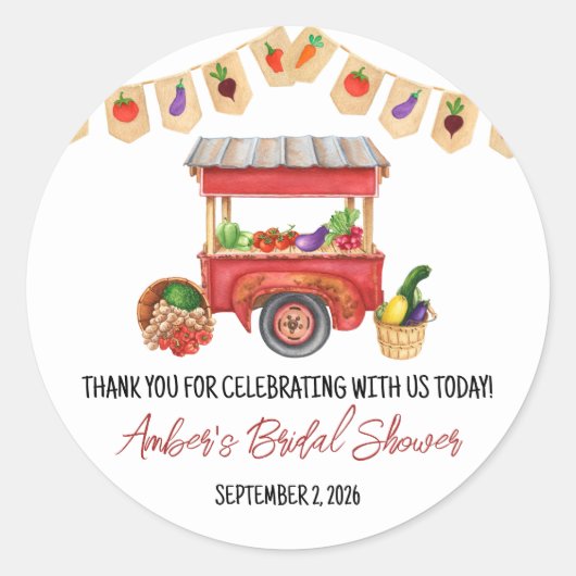 彼女は市場から外れているブライダルシャワー ラウンドシール (正面)