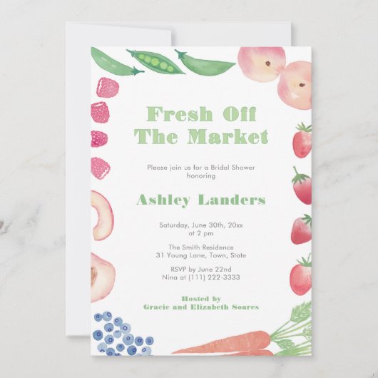 彼女は市場から外れているブライダルシャワー 招待状 (正面)