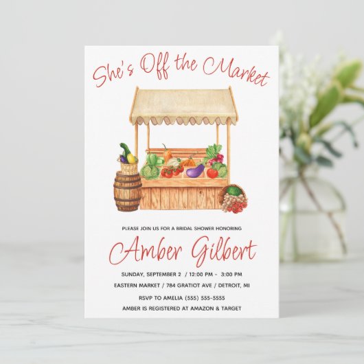 彼女は市場から外れているブライダルシャワー 招待状 (スタンド正面)
