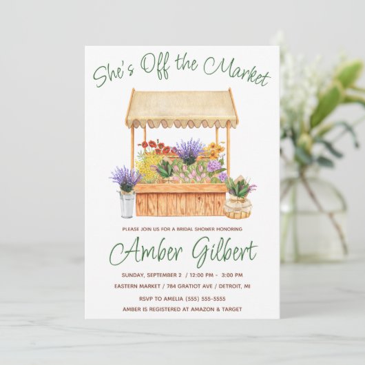 彼女は市場から外れているブライダルシャワー 招待状 (スタンド正面)