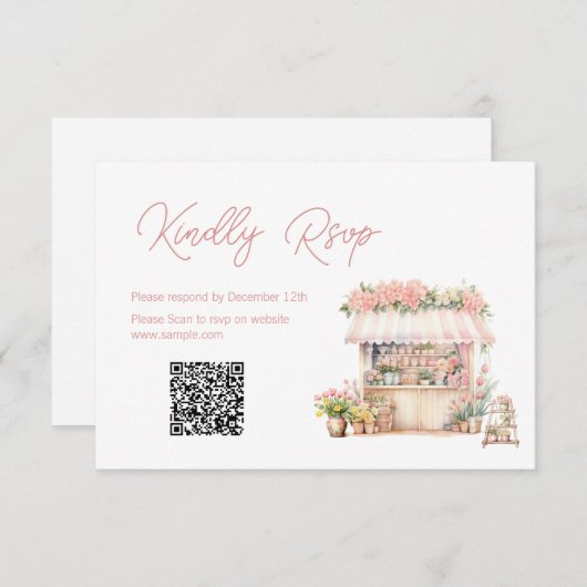 彼女は市場から外れているブライダルシャワーQR Rsvpカード サンキューカード (正面/裏面)