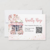 彼女は市場から外れているブライダルシャワーQR Rsvpカード サンキューカード (正面)