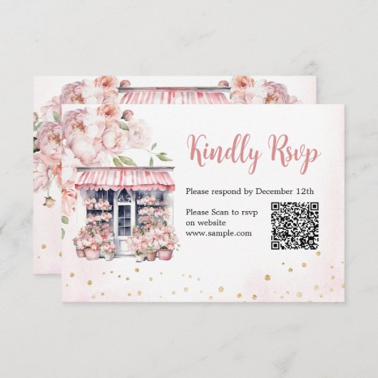 彼女は市場から外れているブライダルシャワーQR Rsvpカード サンキューカード (正面/裏面)