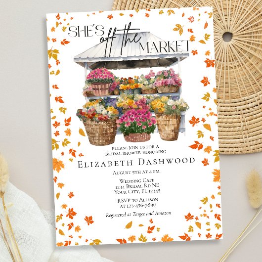彼女は市場から外れている紅葉ブライダルシャワー 招待状
