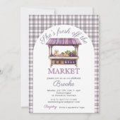 彼女は市場から外れている紫のブライダルシャワー 招待状 (正面)