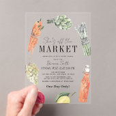 彼女は市場から外れている農家の市場ブライダルシャワー アクリル招待状 (インサイチュ (ポータブル))