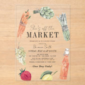 彼女は市場から外れている農家の市場ブライダルシャワー アクリル招待状 (正面)