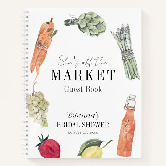 彼女は市場から外れている農家の市場ブライダルシャワー ノートブック (正面)