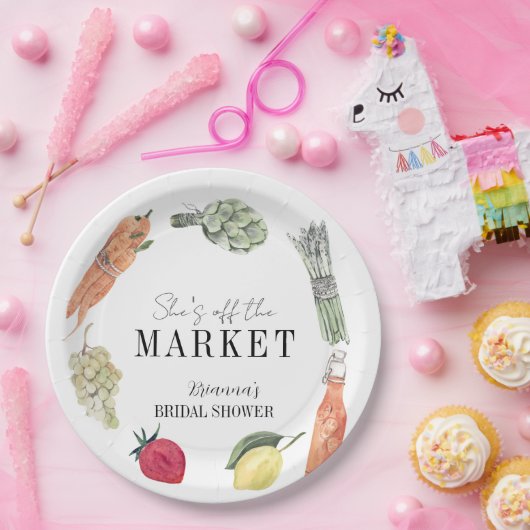 彼女は市場から外れている農家の市場ブライダルシャワー ペーパープレート (パーティー)