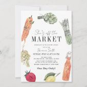 彼女は市場から外れている農家の市場ブライダルシャワー 招待状 (正面)