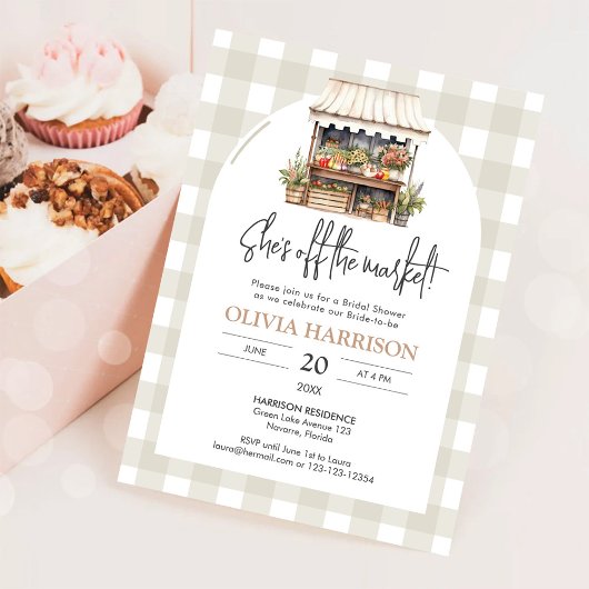 彼女は市場から外れている農家市場ブライダルシャワー 招待状