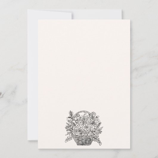 「彼女は市場から外れている」フローラブライダルシャワー 招待状 (裏面)