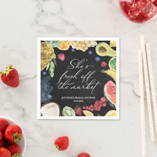 彼女は市場から外れている | 黒板ブライダルシャワー スタンダードカクテルナプキン (インサイチュ)