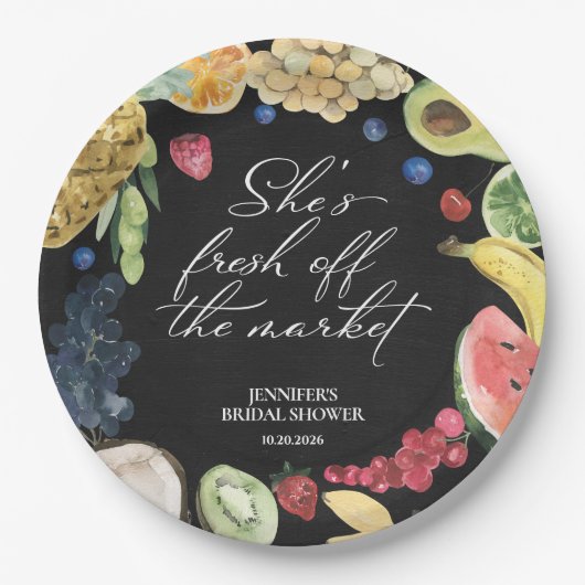 彼女は市場から外れている | 黒板ブライダルシャワー ペーパープレート (正面)