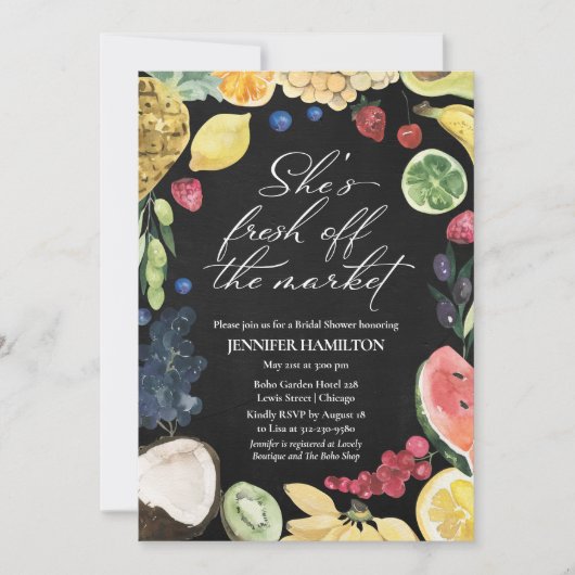 彼女は市場から外れている | 黒板ブライダルシャワーI 招待状 (正面)