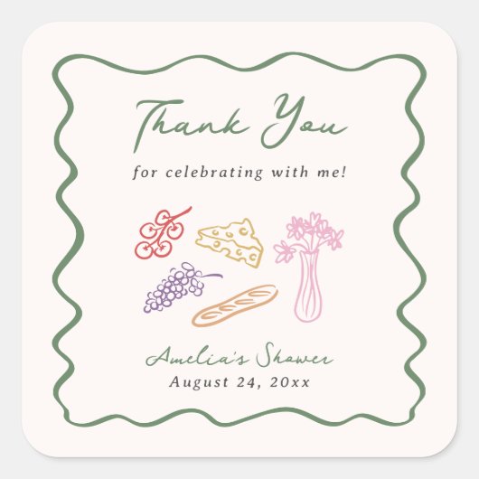 彼女は市場から外れはっきりしたて手お洒落引き スクエアシール (正面)