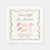 彼女は市場から外れはっきりしたて手お洒落引き スタンダードカクテルナプキン (正面)