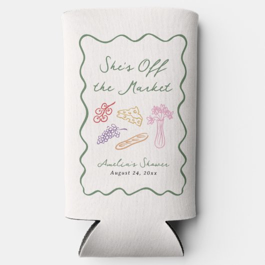 彼女は市場から外れはっきりしたて手お洒落引き スリム缶クーラー (正面)