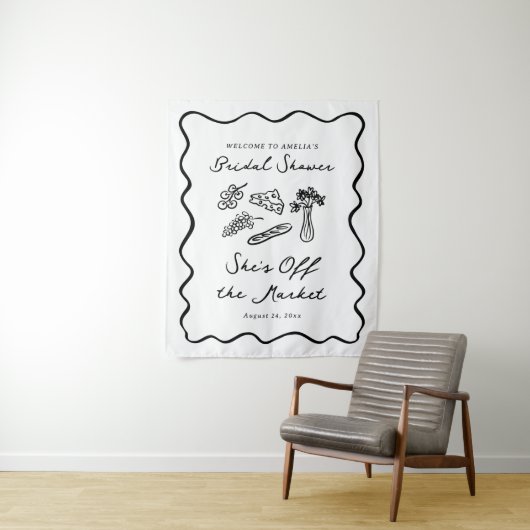 彼女は市場から外れはっきりしたて手お洒落引き タペストリー (インサイチュ)