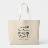 彼女は市場から外れはっきりしたて手お洒落引き ラージトートバッグ (裏面)