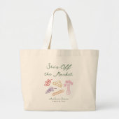 彼女は市場から外れはっきりしたて手お洒落引き ラージトートバッグ (正面)