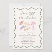 彼女は市場から外れはっきりしたて手お洒落引き 招待状 (正面)