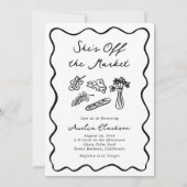 彼女は市場から外れはっきりしたて手お洒落引き 招待状 (正面)