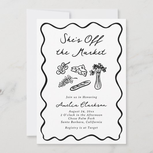 彼女は市場から外れはっきりしたて手お洒落引き 招待状 (正面)