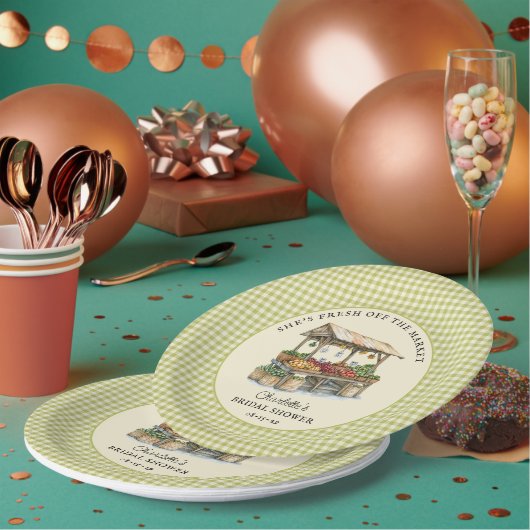 彼女は市場から直接 ブライダルシャワー ペーパープレート (複数)