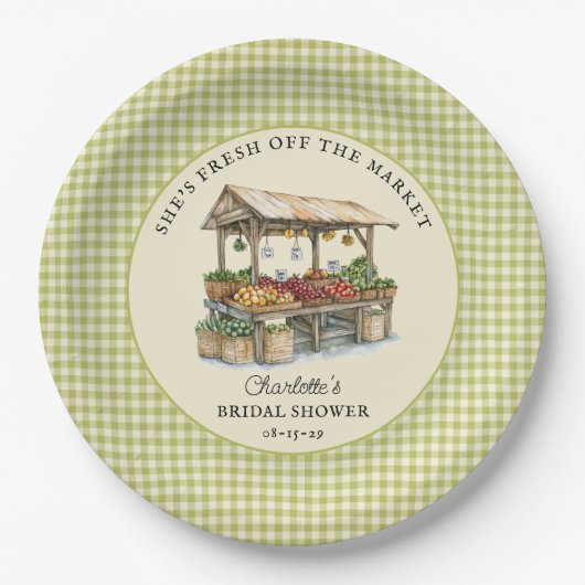 彼女は市場から直接 ブライダルシャワー ペーパープレート (正面)